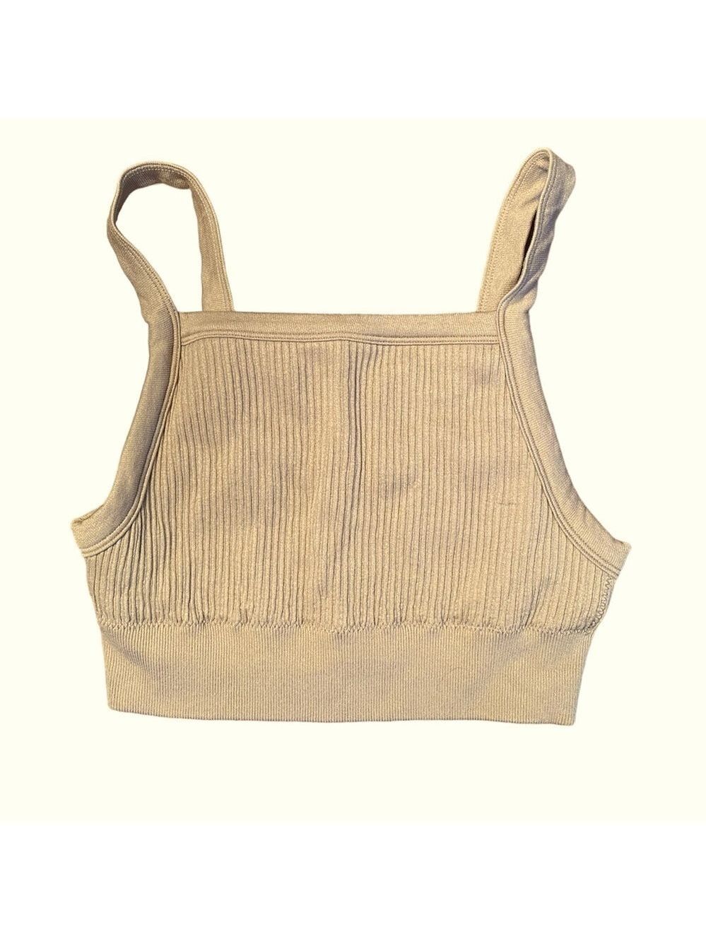 Harlow Taupe Ribbed Cropped Tank Small